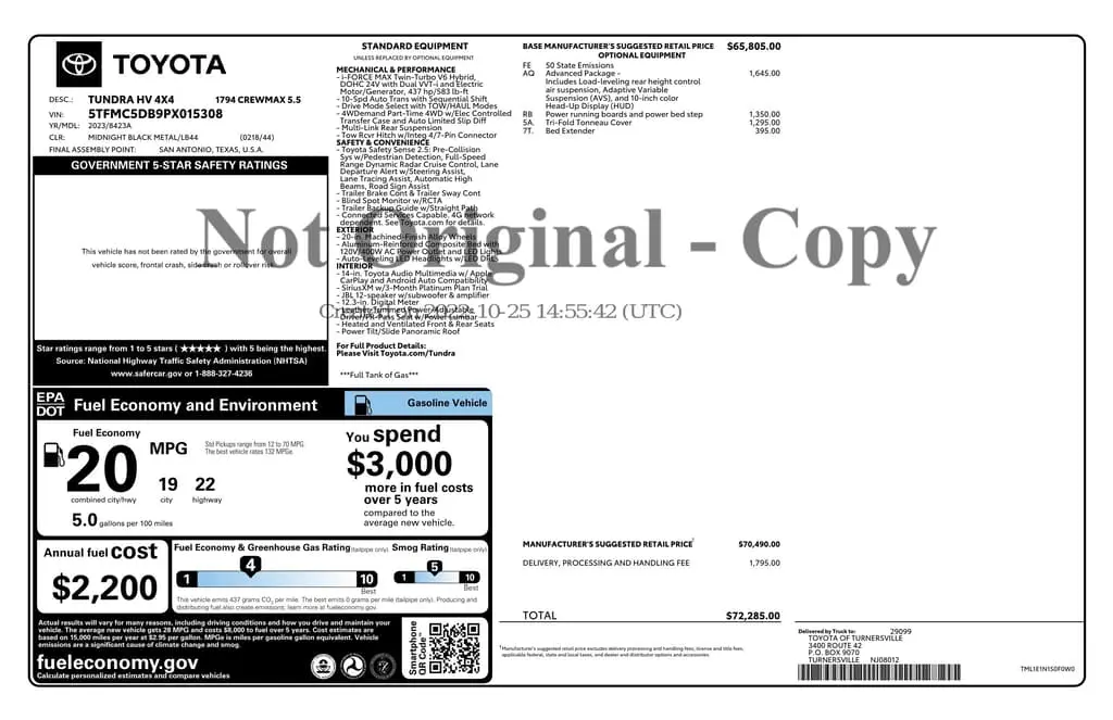 Florida Fine Cars - Used TOYOTA TUNDRA 4WD 2023 MIAMI 1794 EDITION HYBRID