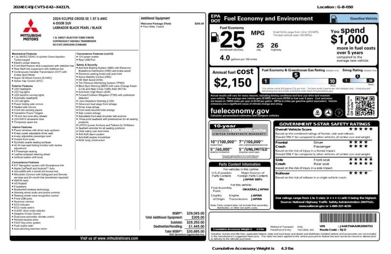Florida Fine Cars - Used MITSUBISHI ECLIPSE CROSS 2024 ORLANDO SE
