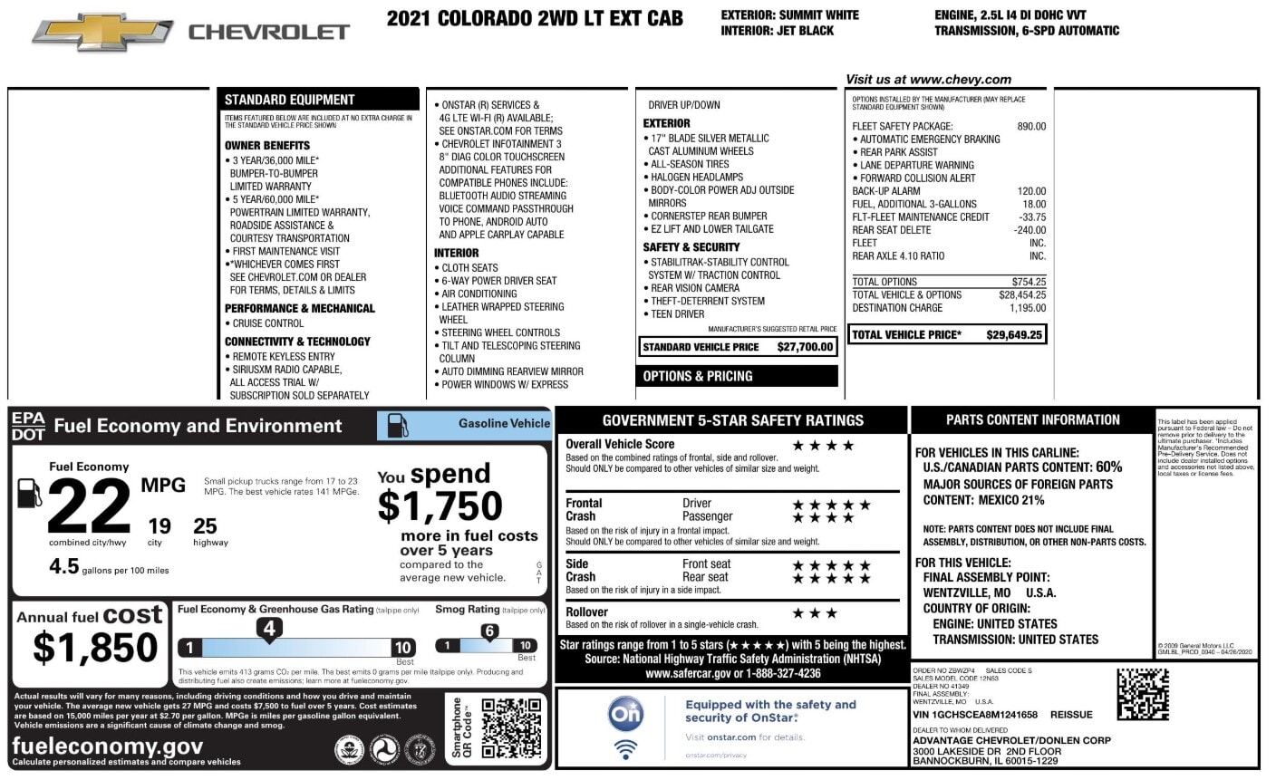 Florida Fine Cars - Used CHEVROLET COLORADO 2021 ORLANDO 2WD LT