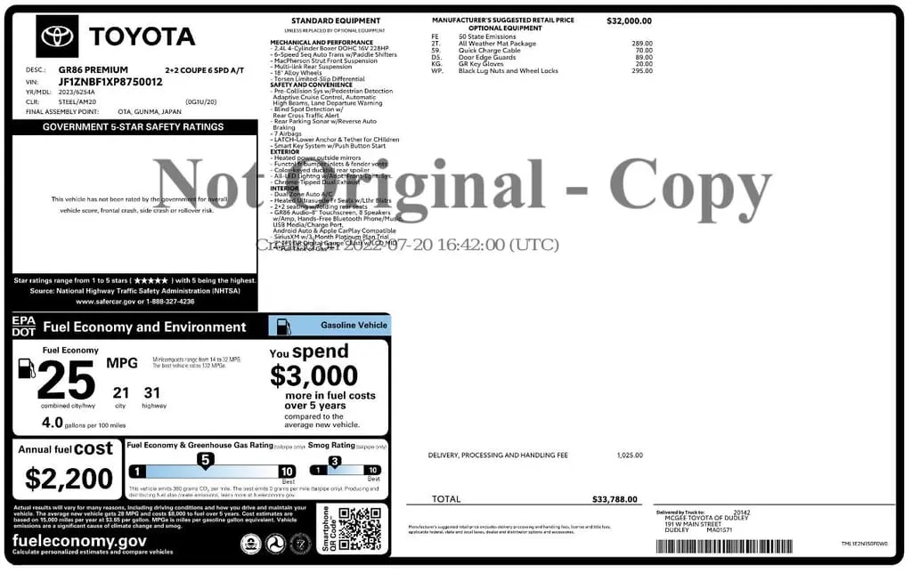 Florida Fine Cars - Used TOYOTA GR86 2023 MARGATE PREMIUM