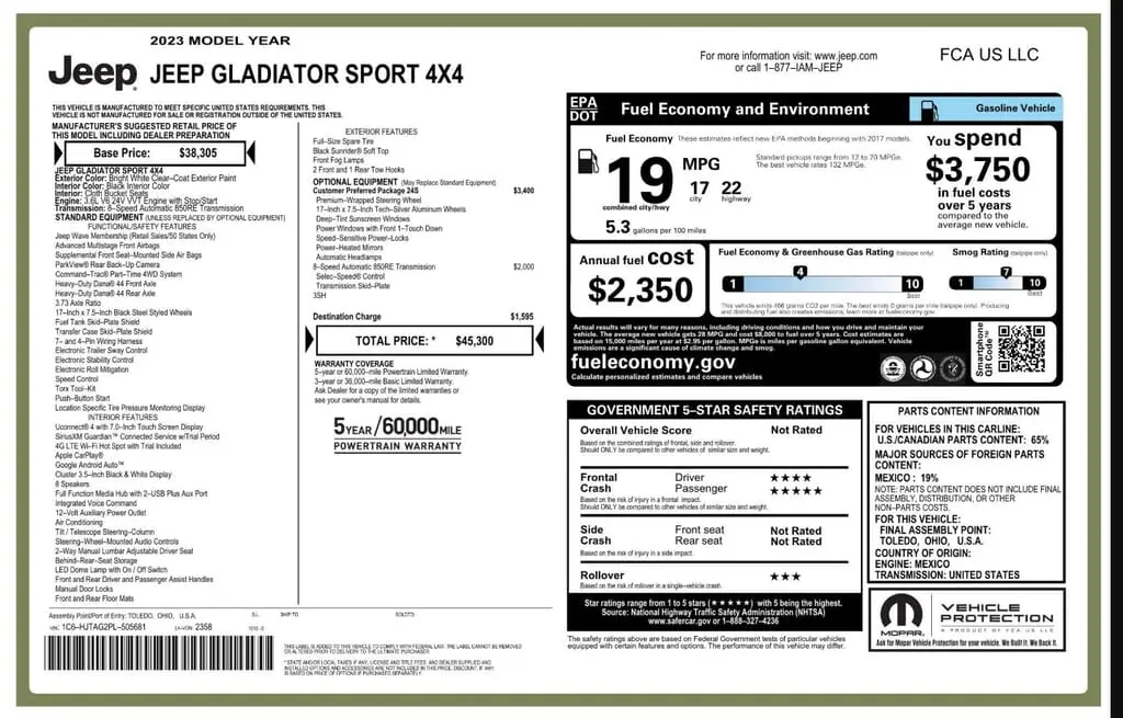 Florida Fine Cars - Used JEEP GLADIATOR 2023 WEST PALM SPORT S