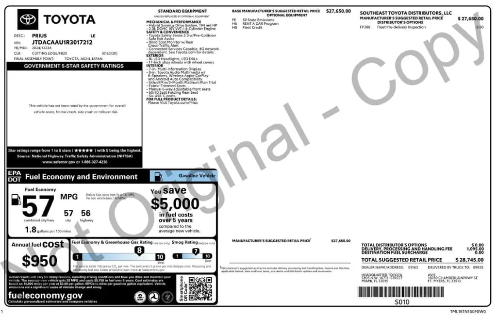 Florida Fine Cars - Used TOYOTA PRIUS 2024 MARGATE LE