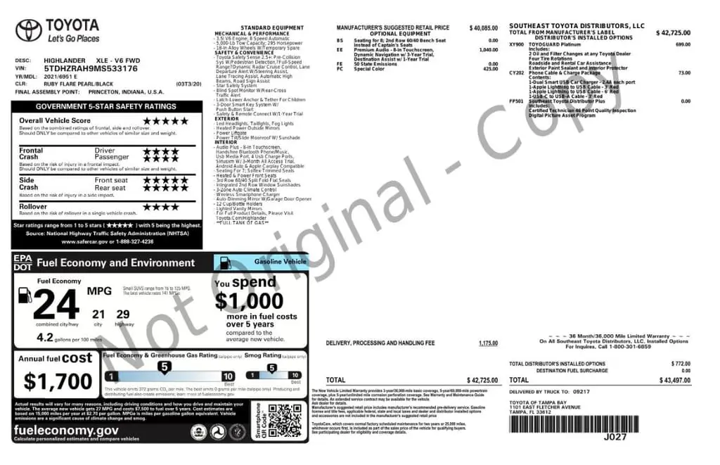 Florida Fine Cars - Used TOYOTA HIGHLANDER 2021 MARGATE XLE