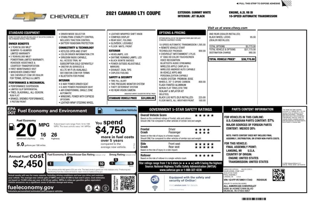 Florida Fine Cars - Used CHEVROLET CAMARO 2021 MARGATE LT1