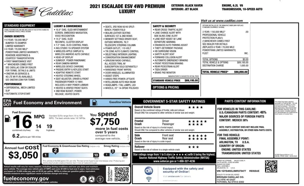 Florida Fine Cars - Used CADILLAC ESCALADE ESV 2021 ORLANDO PREMIUM LUXURY