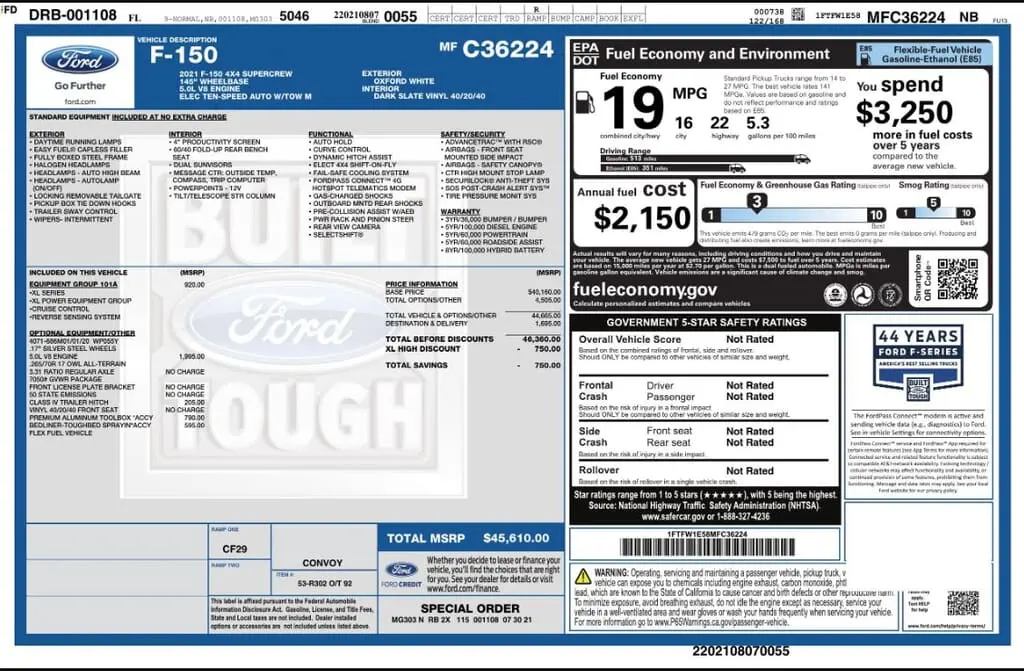 Florida Fine Cars - Used FORD F-150 2021 MARGATE XL