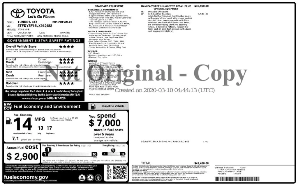 Florida Fine Cars - Used TOYOTA TUNDRA 4WD 2020 MARGATE SR5