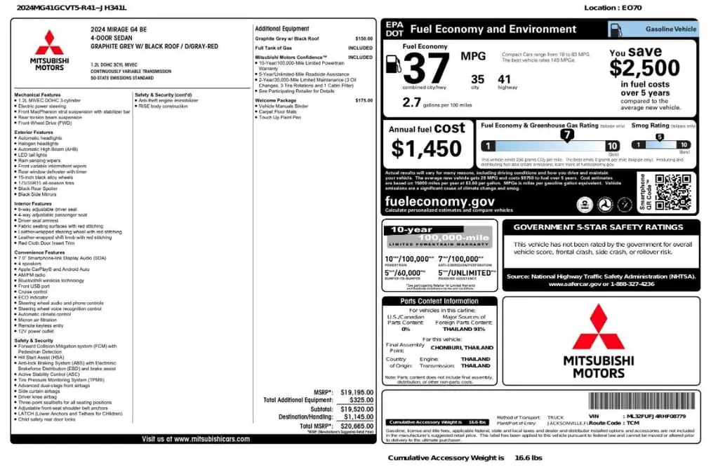 Florida Fine Cars - Used MITSUBISHI MIRAGE G4 2024 MARGATE ES