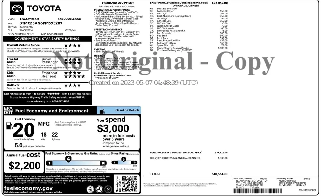 Florida Fine Cars - Used TOYOTA TACOMA 4WD 2023 ORLANDO SR