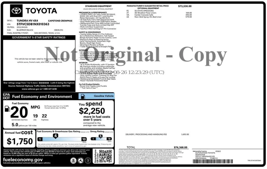 Florida Fine Cars - Used TOYOTA TUNDRA 4WD 2022 WEST PALM CAPSTONE HYBRID