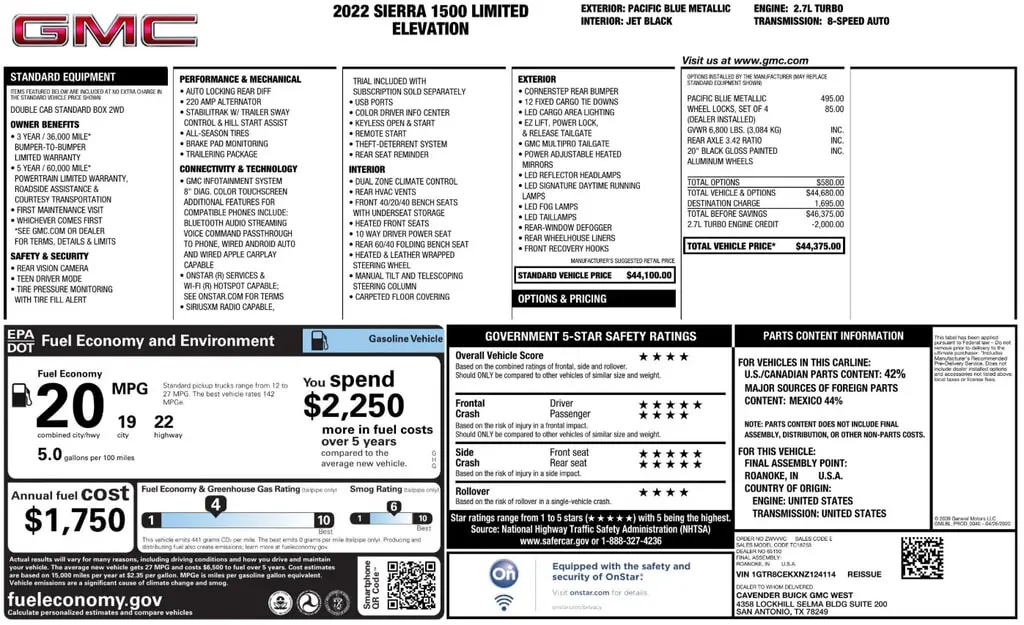 Florida Fine Cars - Used GMC SIERRA 1500 LIMITED 2022 ORLANDO ELEVATION