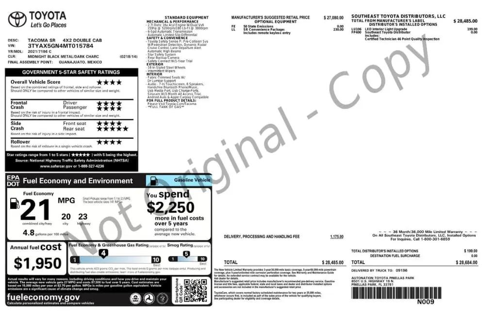 Florida Fine Cars - Used TOYOTA TACOMA 2WD 2021 MIAMI SR