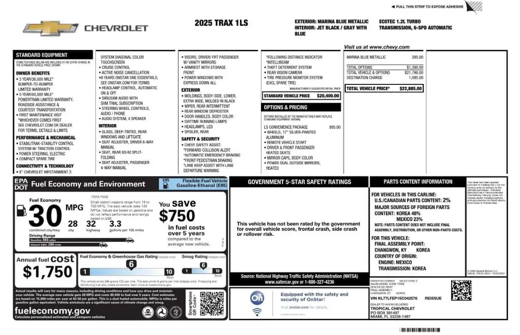 Florida Fine Cars - Used CHEVROLET TRAX 2025 MIAMI LS
