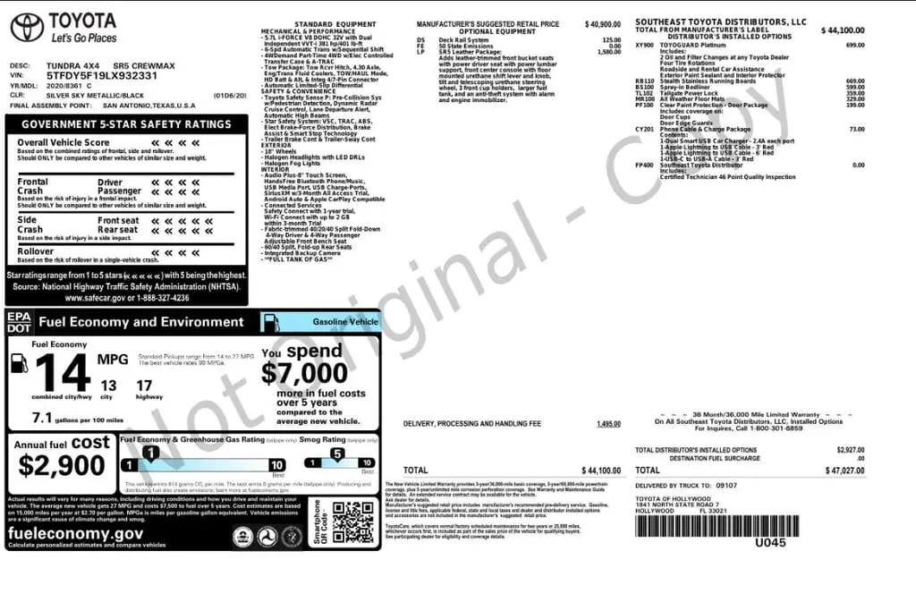 Florida Fine Cars - Used TOYOTA TUNDRA 4WD 2020 MARGATE SR5