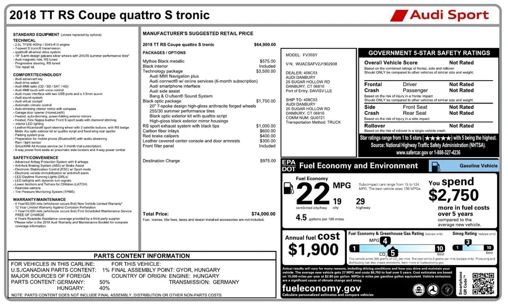Florida Fine Cars - Used AUDI TT RS 2018 ORLANDO 