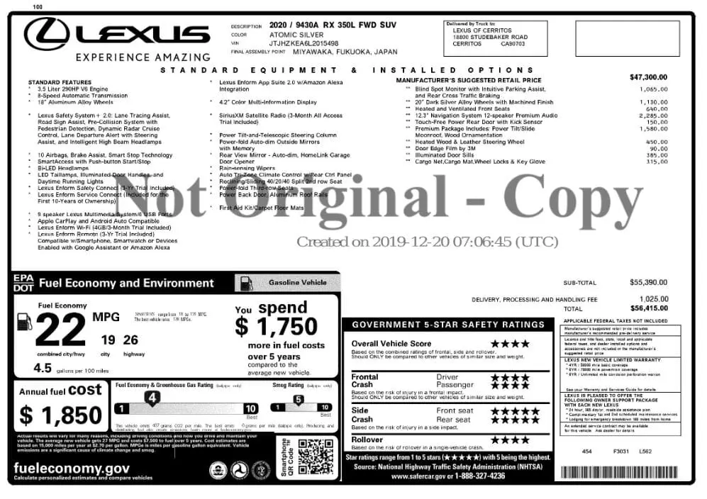 Florida Fine Cars - Used LEXUS RX 2020 MARGATE RX 350L PREMIUM