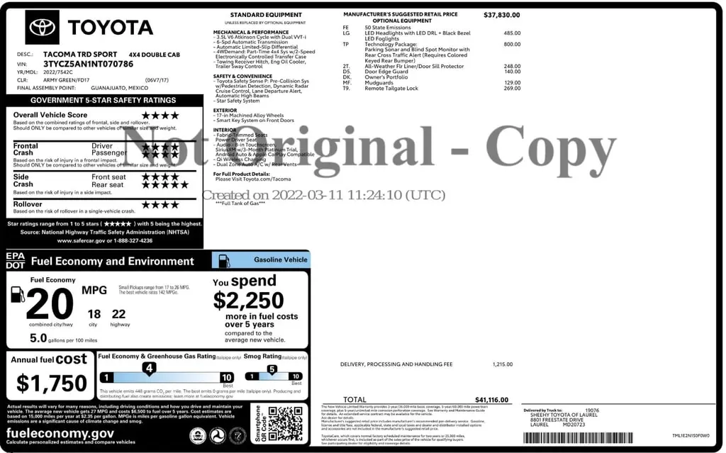 Florida Fine Cars - Used TOYOTA TACOMA 4WD 2022 ORLANDO TRD SPORT