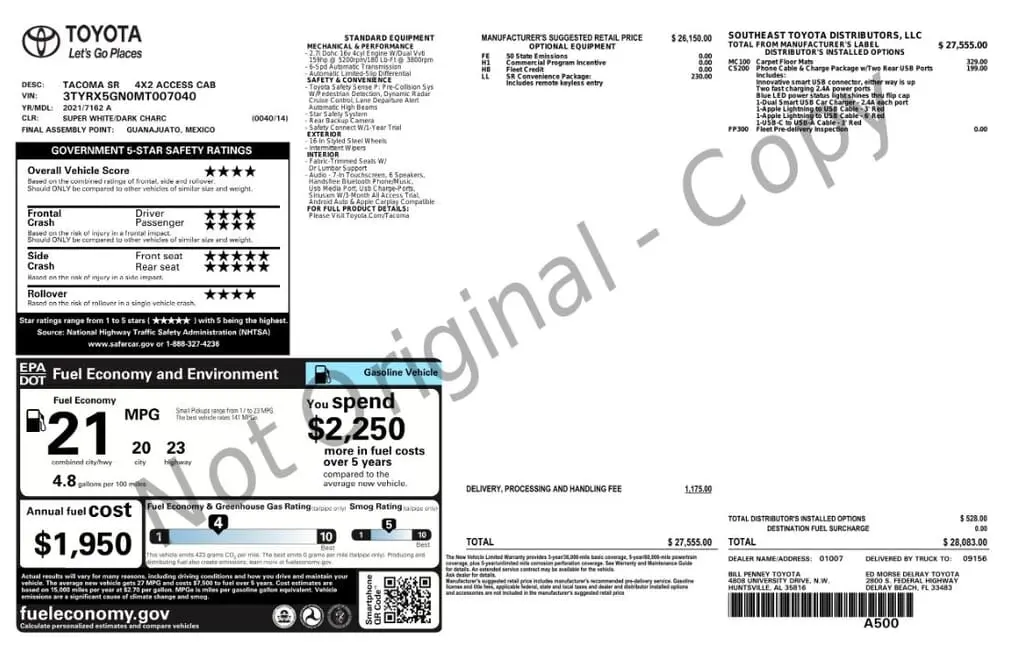 Florida Fine Cars - Used TOYOTA TACOMA 2WD 2021 MIAMI SR