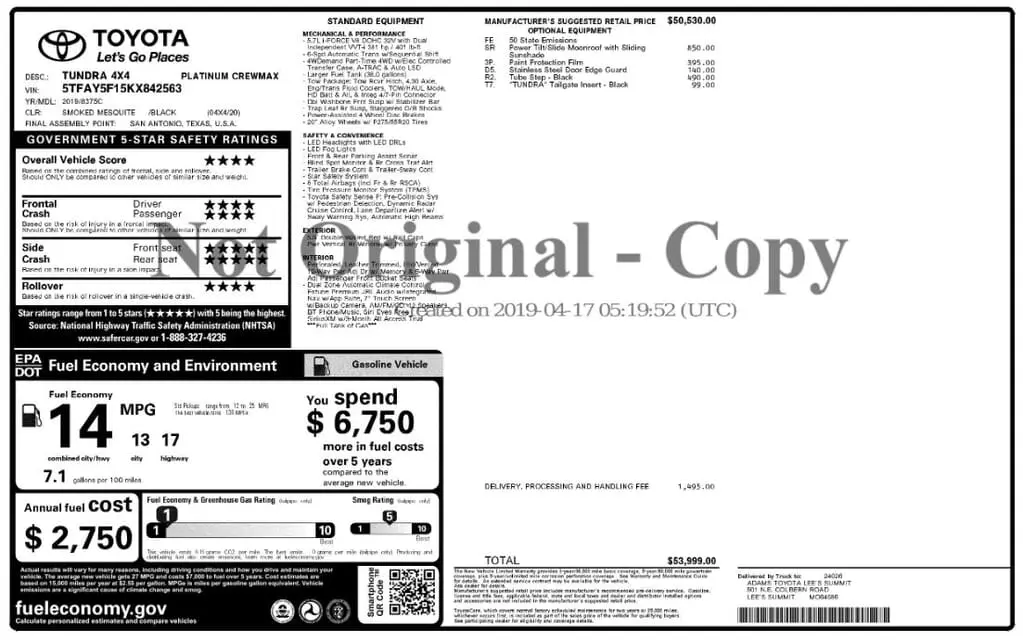 Florida Fine Cars - Used TOYOTA TUNDRA 4WD 2019 MIAMI PLATINUM