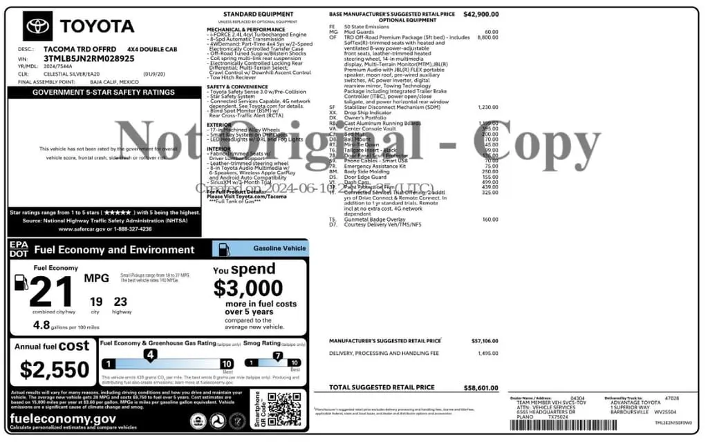 Florida Fine Cars - Used TOYOTA TACOMA 4WD 2024 MIAMI TRD OFF ROAD