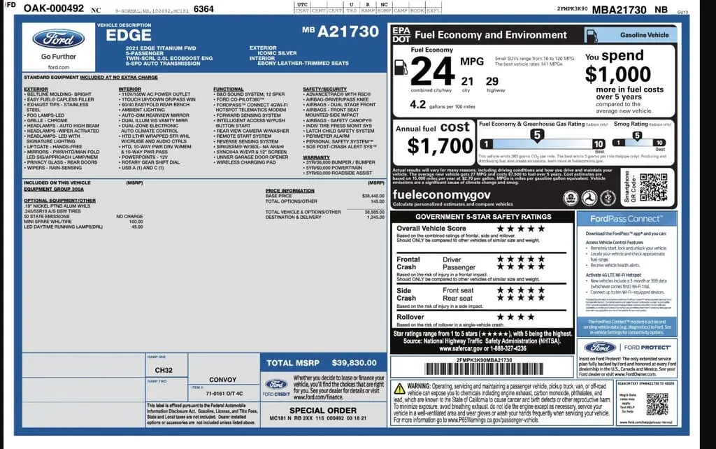 Florida Fine Cars - Used FORD EDGE 2021 WEST PALM TITANIUM