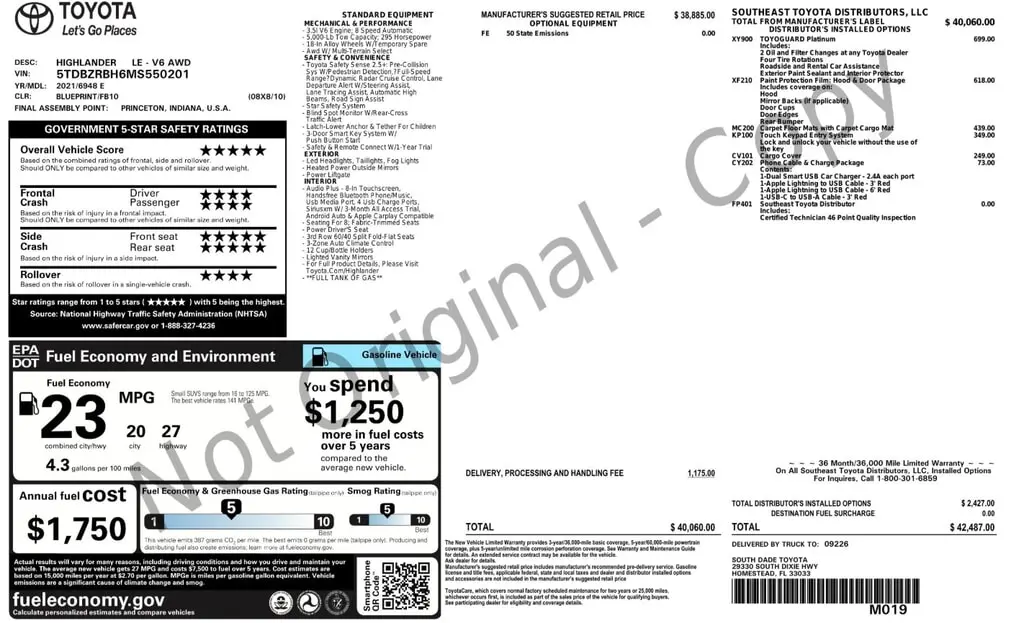 Florida Fine Cars - Used TOYOTA HIGHLANDER 2021 ORLANDO LE
