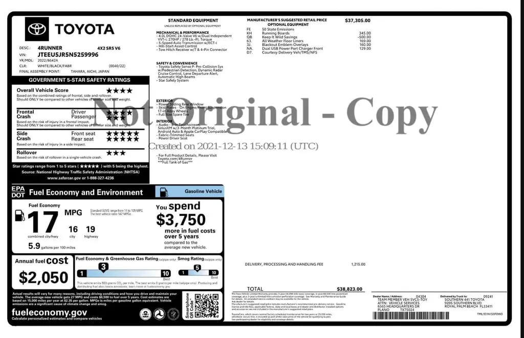 Florida Fine Cars - Used TOYOTA 4RUNNER 2022 WEST PALM SR5