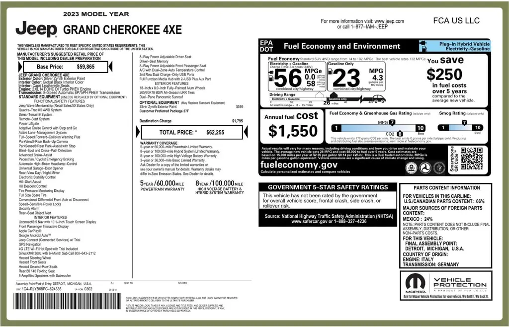 Florida Fine Cars - Used JEEP GRAND CHEROKEE 4XE 2023 ORLANDO 4XE