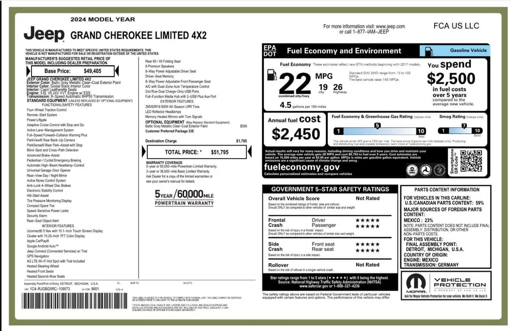 Florida Fine Cars - Used JEEP GRAND CHEROKEE 2024 WEST PALM LIMITED