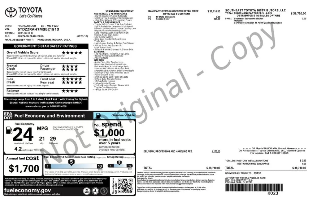 Florida Fine Cars - Used TOYOTA HIGHLANDER 2021 MIAMI LE