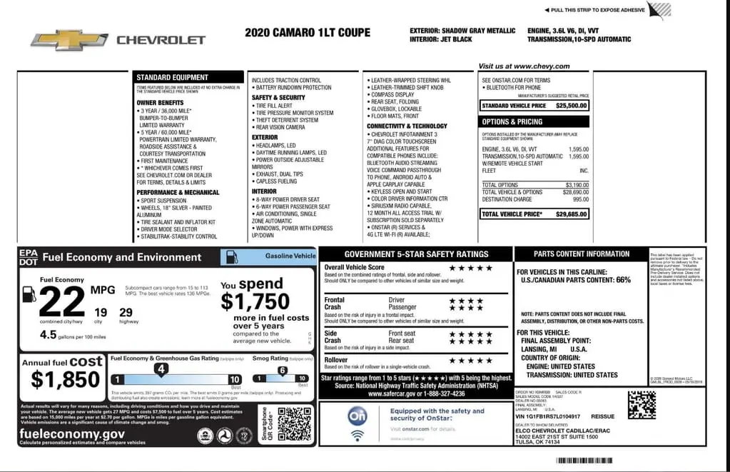 Florida Fine Cars - Used CHEVROLET CAMARO 2020 WEST PALM 1LT