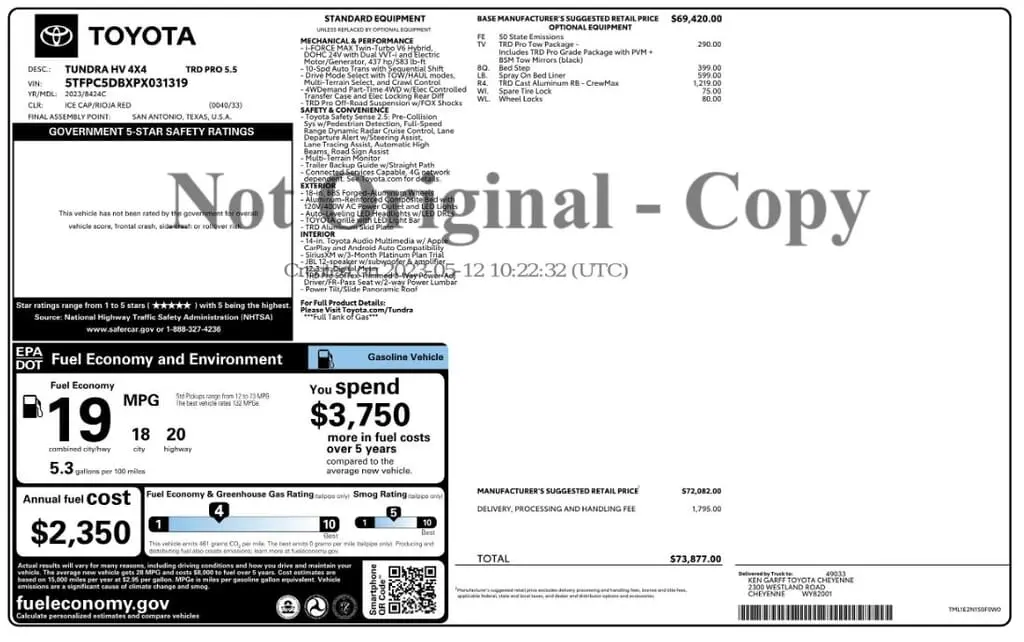 Florida Fine Cars - Used TOYOTA TUNDRA 4WD 2023 MIAMI TRD PRO HYBRID