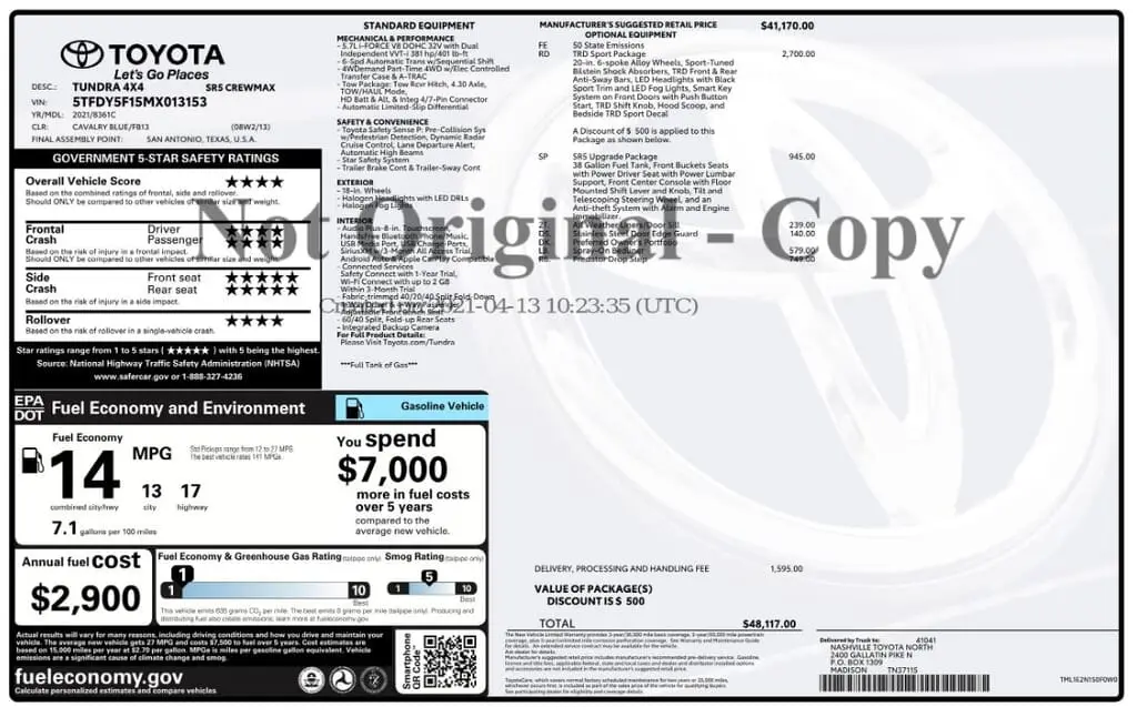 Florida Fine Cars - Used TOYOTA TUNDRA 4WD 2021 MIAMI SR5