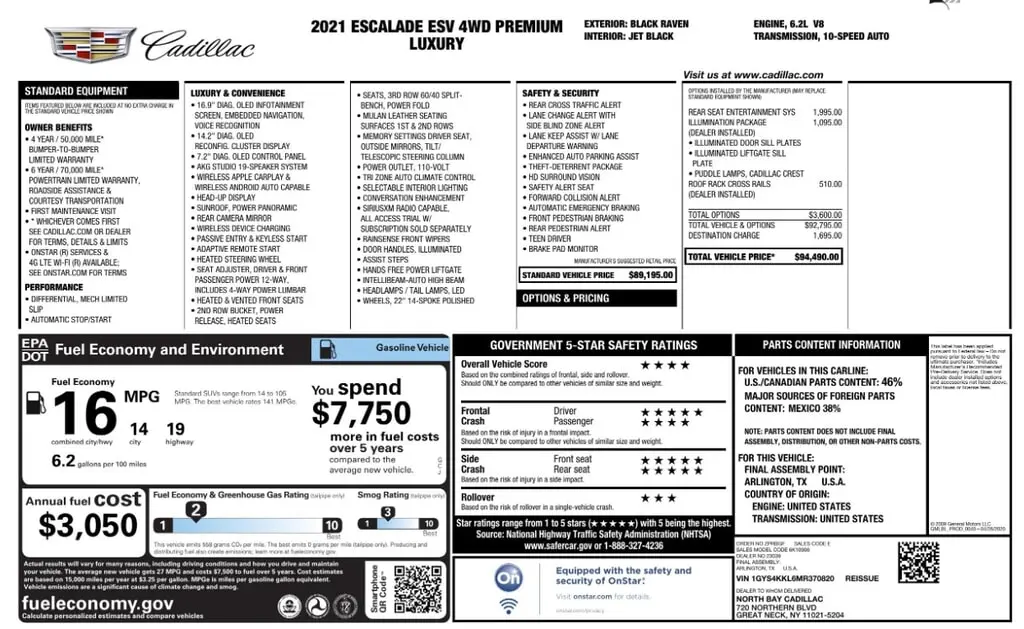 Florida Fine Cars - Used CADILLAC ESCALADE ESV 2021 ORLANDO PREMIUM LUXURY