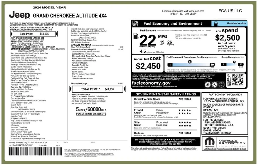 Florida Fine Cars - Used JEEP GRAND CHEROKEE 2024 WEST PALM ALTITUDE