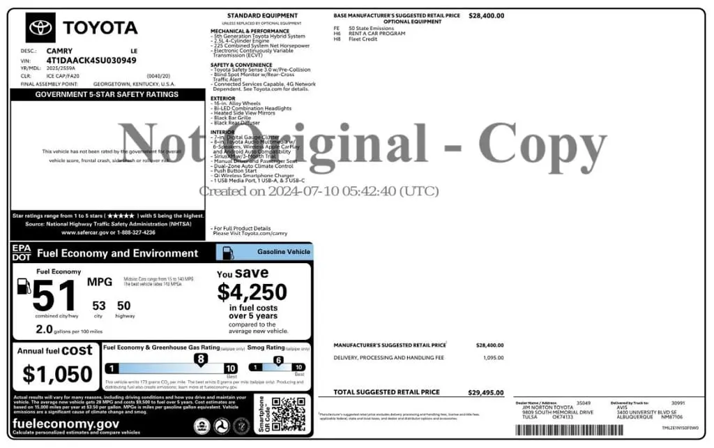 Florida Fine Cars - Used TOYOTA CAMRY 2025 MIAMI LE