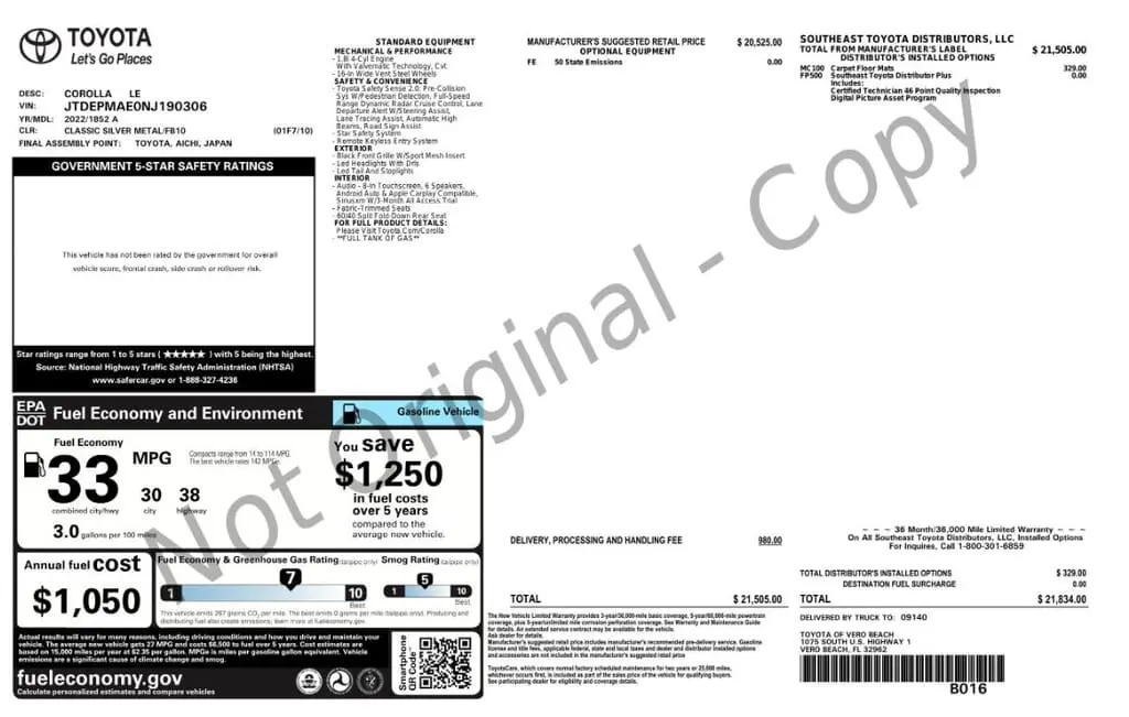 Florida Fine Cars - Used TOYOTA COROLLA 2022 MARGATE LE