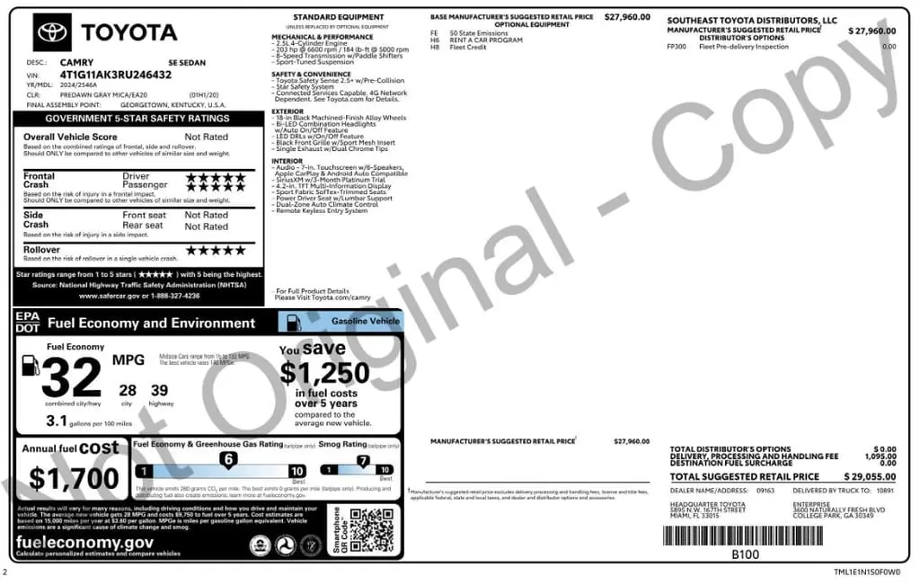 Florida Fine Cars - Used TOYOTA CAMRY 2024 WEST PALM SE