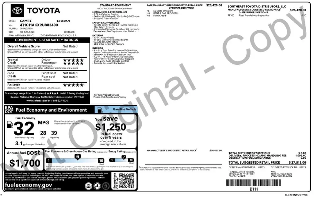 Florida Fine Cars - Used TOYOTA CAMRY 2024 MIAMI LE