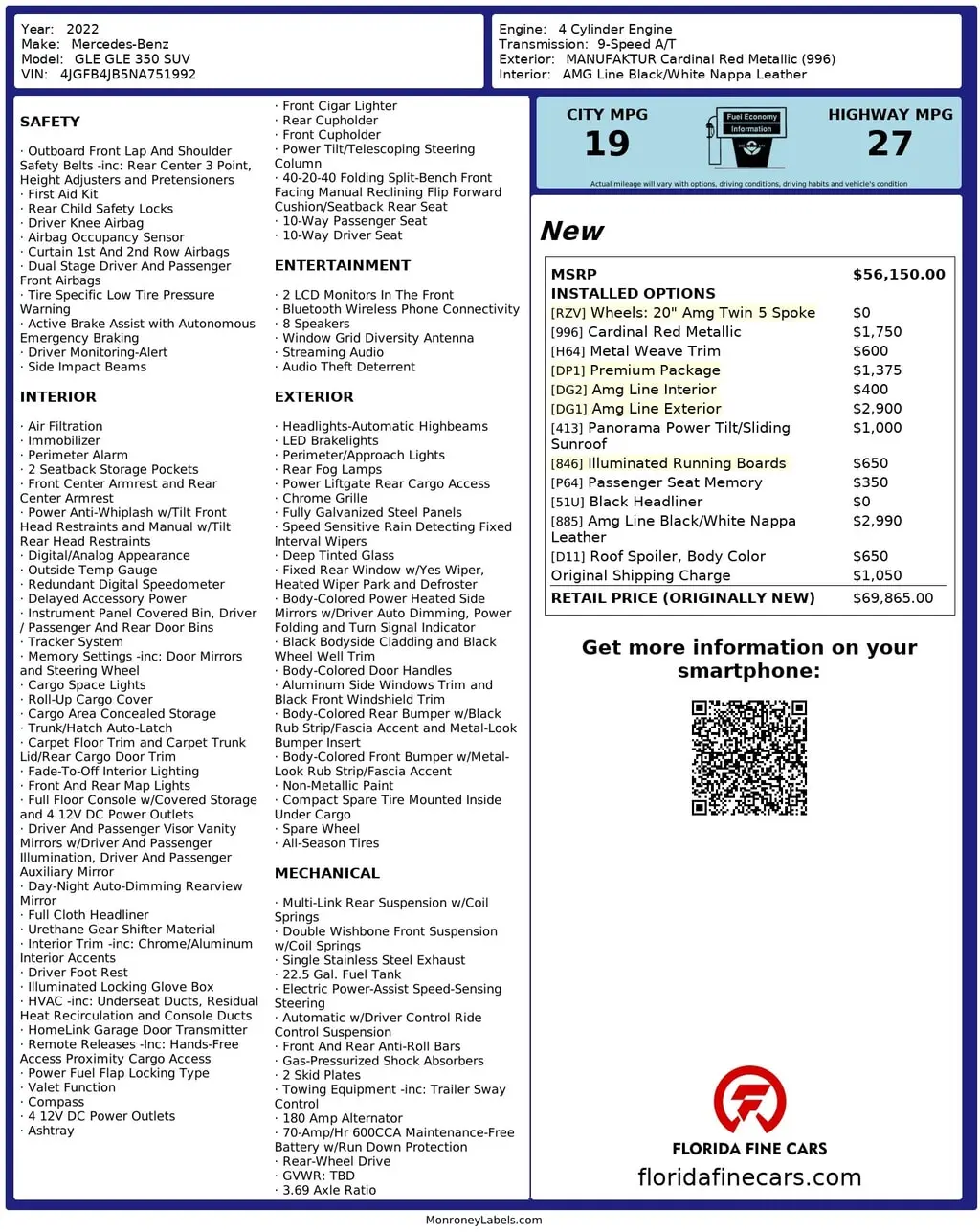 Florida Fine Cars - Used MERCEDES-BENZ GLE 2022 MIAMI GLE 350