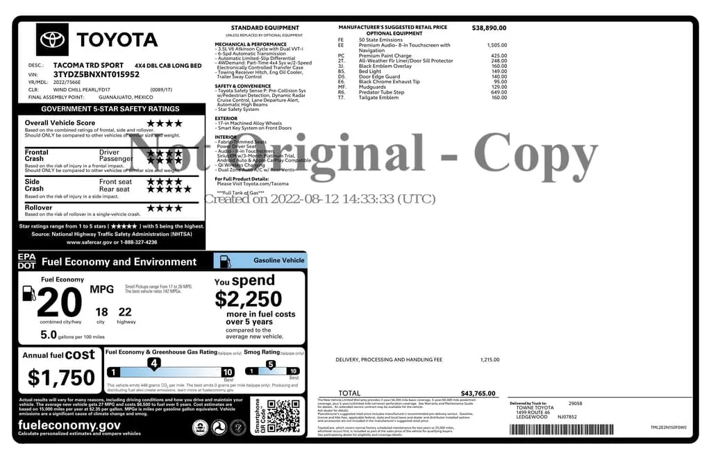 Florida Fine Cars - Used TOYOTA TACOMA 4WD 2022 MARGATE TRD SPORT