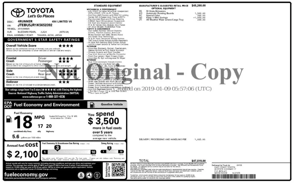 Florida Fine Cars - Used TOYOTA 4RUNNER 2019 MIAMI LIMITED