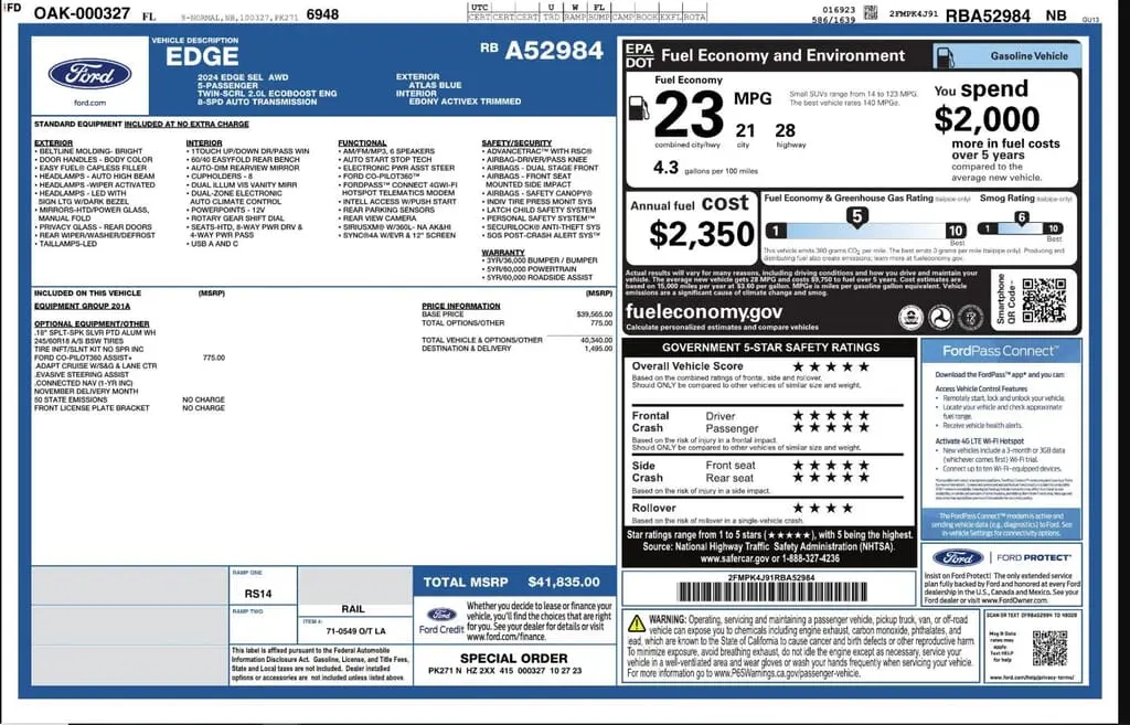 Florida Fine Cars - Used FORD EDGE 2024 WEST PALM SEL