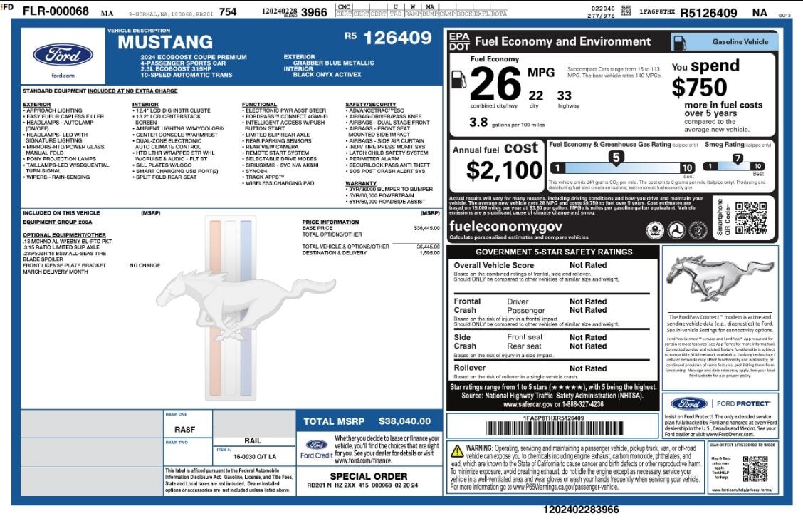 Florida Fine Cars - Used FORD MUSTANG 2024 MIAMI ECOBOOST PREMIUM