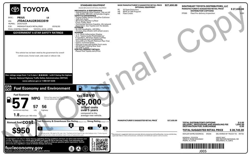 Florida Fine Cars - Used TOYOTA PRIUS 2024 ORLANDO LE