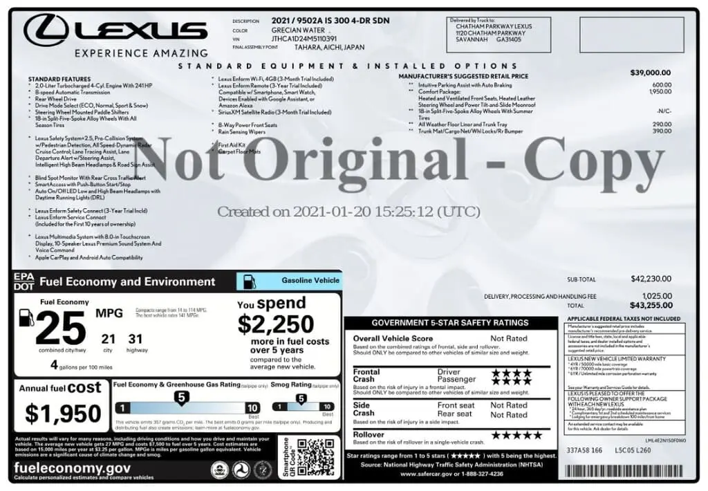 Florida Fine Cars - Used LEXUS IS 2021 MARGATE IS 300