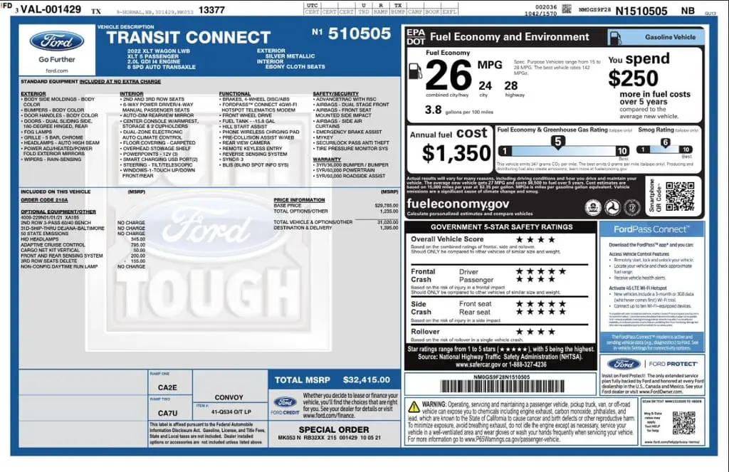 Florida Fine Cars - Used FORD TRANSIT CONNECT WAGON 2022 MARGATE XLT