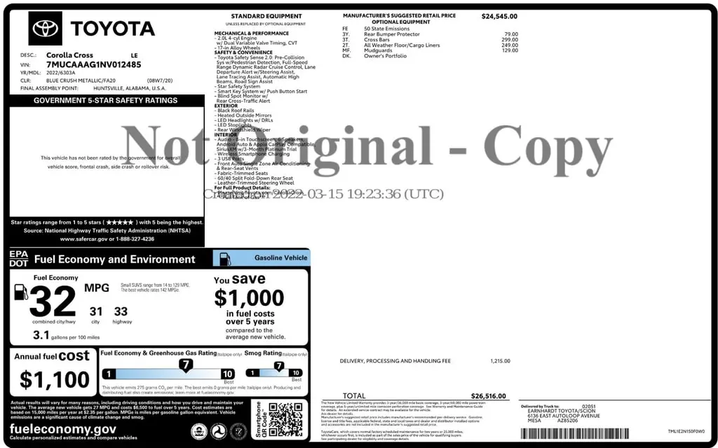 Florida Fine Cars - Used TOYOTA COROLLA CROSS 2022 ORLANDO LE