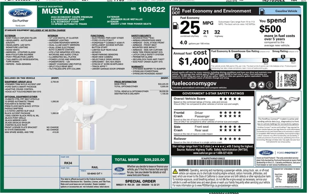 Florida Fine Cars - Used FORD MUSTANG 2022 ORLANDO ECOBOOST PREM
