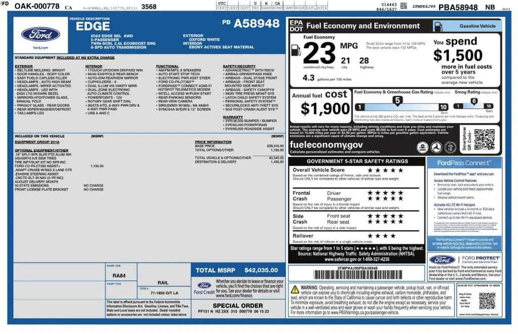 Florida Fine Cars - Used FORD EDGE 2023 MIAMI SEL